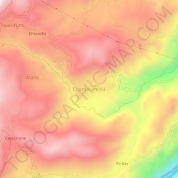 Mappa topografica Chontacancha, altitudine, rilievo