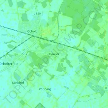 Mappa topografica Howiek, altitudine, rilievo