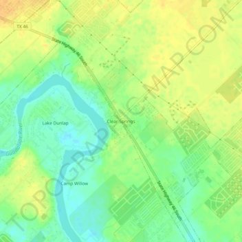 Mappa topografica Clear Springs, altitudine, rilievo