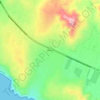 Mappa topografica Hatillo, altitudine, rilievo