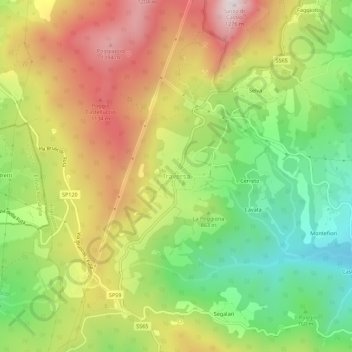 Mappa topografica Traversa, altitudine, rilievo