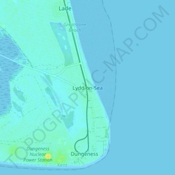 Mappa topografica Lydd-on-Sea, altitudine, rilievo