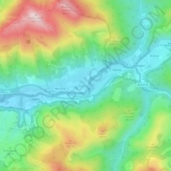 Mappa topografica Narvarte, altitudine, rilievo