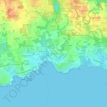 Mappa topografica Pen Palud, altitudine, rilievo