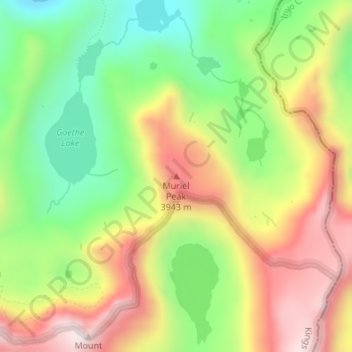 Mappa topografica Muriel Peak, altitudine, rilievo