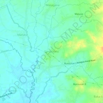 Mappa topografica Santo Niño, altitudine, rilievo