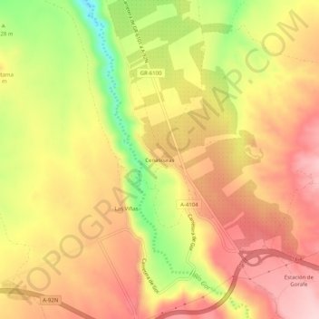 Mappa topografica Cenascuras, altitudine, rilievo