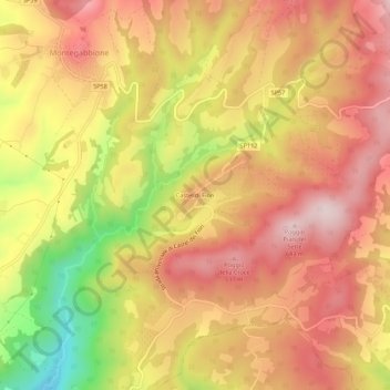 Mappa topografica Castel di Fiori, altitudine, rilievo