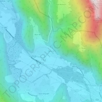 Mappa topografica Vesonne, altitudine, rilievo