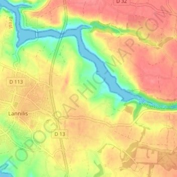 Mappa topografica Mesguen, altitudine, rilievo