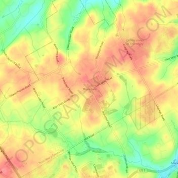 Mappa topografica Thornton, altitudine, rilievo