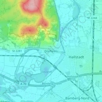 Mappa topografica Dörfleins, altitudine, rilievo