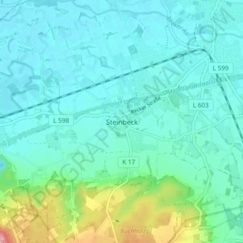 Mappa topografica Steinbeck, altitudine, rilievo