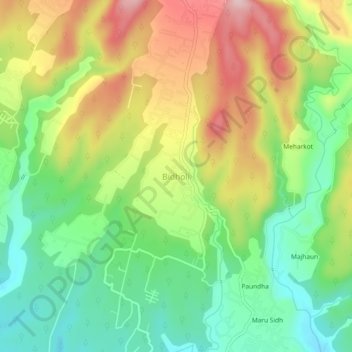 Mappa topografica Bidholi, altitudine, rilievo
