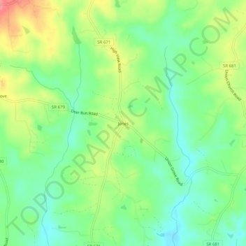 Mappa topografica Jones, altitudine, rilievo