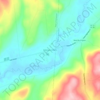 Mappa topografica Robinson Corners, altitudine, rilievo