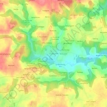 Mappa topografica Toulbouillen, altitudine, rilievo