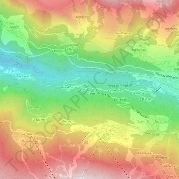 Mappa topografica Le Petit Carrey, altitudine, rilievo