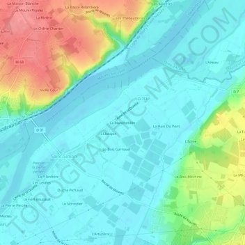 Mappa topografica La blanchetière, altitudine, rilievo