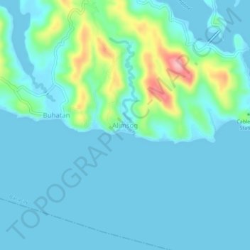 Mappa topografica Alimsog, altitudine, rilievo