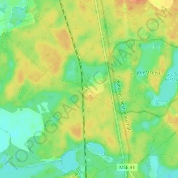 Mappa topografica Drewin, altitudine, rilievo