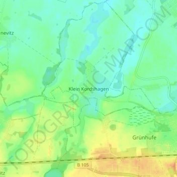 Mappa topografica Klein Kordshagen, altitudine, rilievo