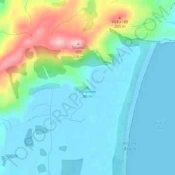 Mappa topografica Pyramids, altitudine, rilievo