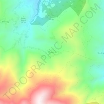 Mappa topografica Dursun, altitudine, rilievo