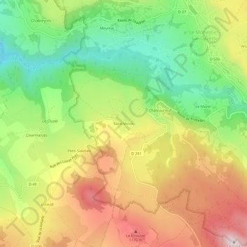 Mappa topografica Saint-Victor, altitudine, rilievo
