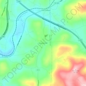 Mappa topografica New Concord, altitudine, rilievo