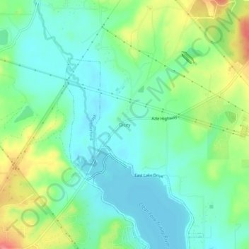 Mappa topografica Dicey, altitudine, rilievo