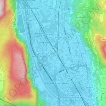 Mappa topografica Roncafort, altitudine, rilievo