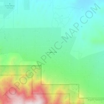 Mappa topografica Juniper Hills, altitudine, rilievo