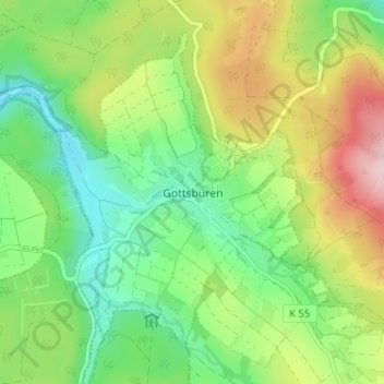 Mappa topografica Gottsbüren, altitudine, rilievo