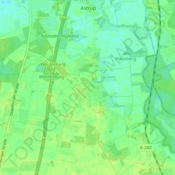 Mappa topografica Westerburg, altitudine, rilievo