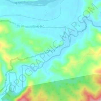 Mappa topografica Aurora, altitudine, rilievo