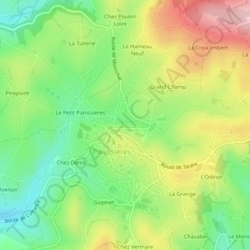 Mappa topografica Chez Polon, altitudine, rilievo
