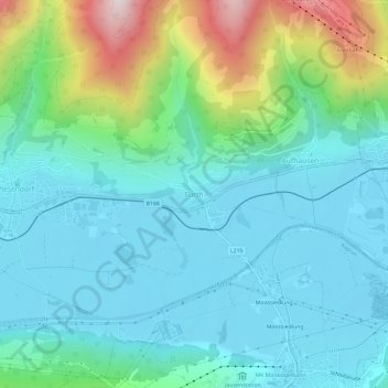Mappa topografica Fürth, altitudine, rilievo