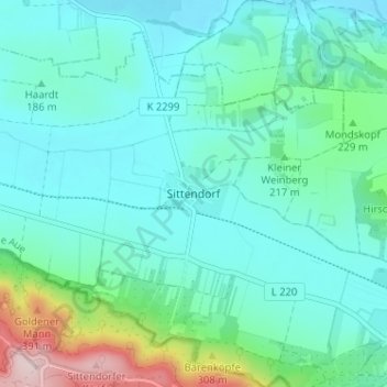 Mappa topografica Sittendorf, altitudine, rilievo