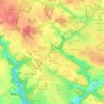 Mappa topografica Le Hulo, altitudine, rilievo