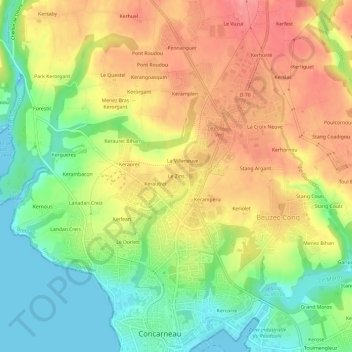 Mappa topografica Le Zins, altitudine, rilievo
