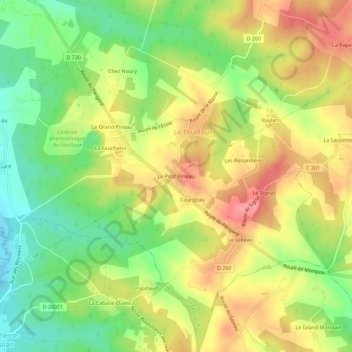 Mappa topografica Le Petit Pineau, altitudine, rilievo