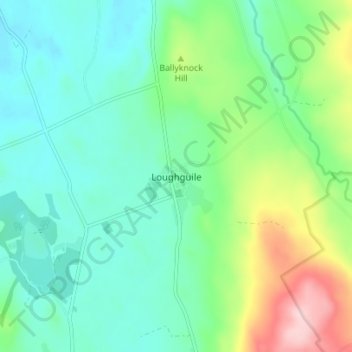 Mappa topografica Loughguile, altitudine, rilievo