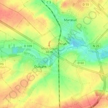 Mappa topografica Pont du Gy, altitudine, rilievo