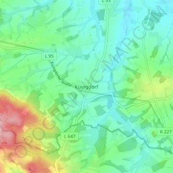 Mappa topografica Küingdorf, altitudine, rilievo