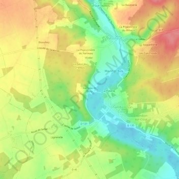 Mappa topografica Hameau de Bury, altitudine, rilievo