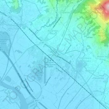 Mappa topografica San Lazzaro, altitudine, rilievo