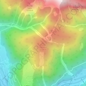 Mappa topografica Monte di Cabia, altitudine, rilievo