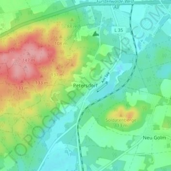 Mappa topografica Petersdorf, altitudine, rilievo