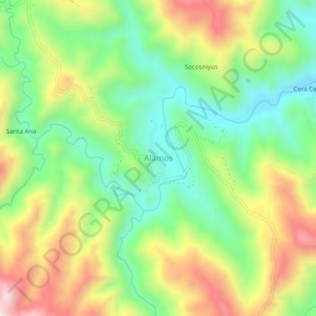 Mappa topografica Alamos, altitudine, rilievo